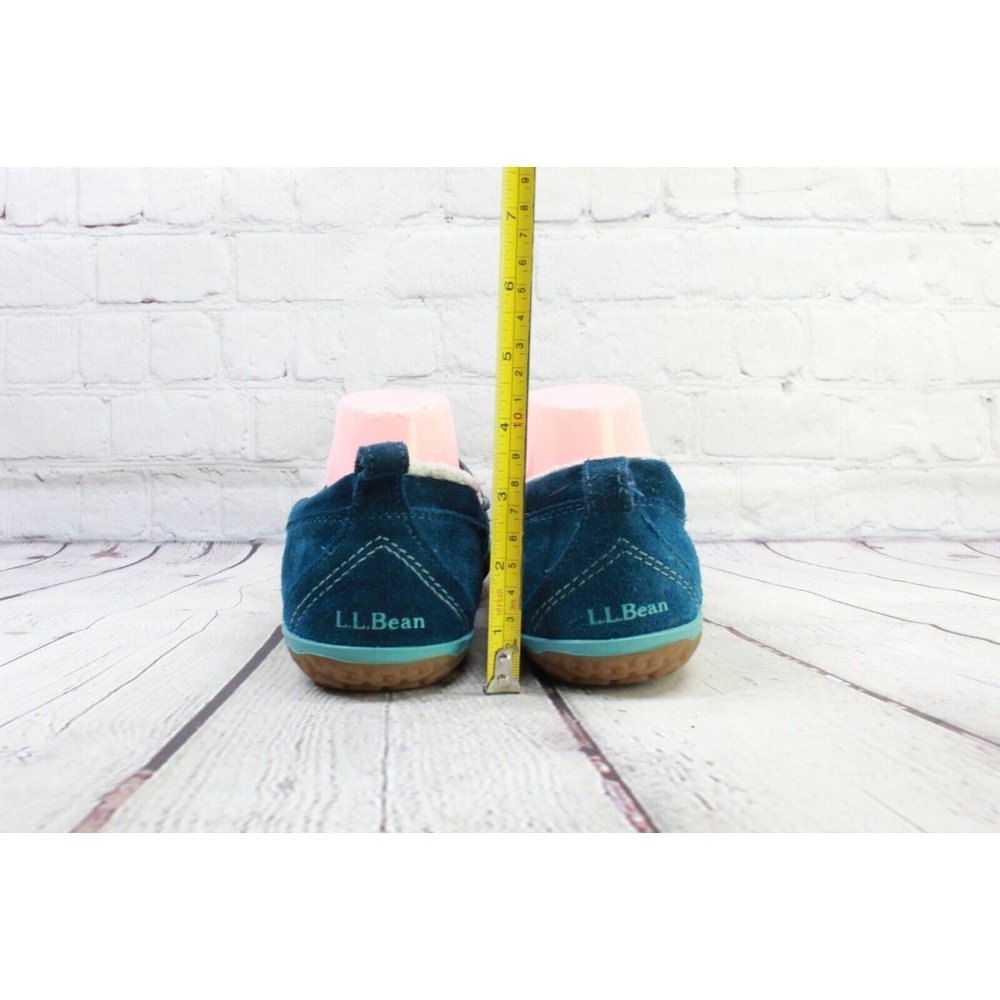 LL Bean Blue Suede Fleece Lined Mountain Moccasins Slipper Size 9 M - Picture 8 of 9